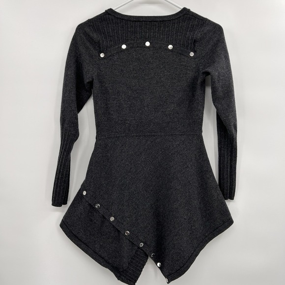 Karen Millen Womens Asymmetrical Wool Blend Top Sz 2 Gray Dark Academia Edgy - Picture 8 of 9